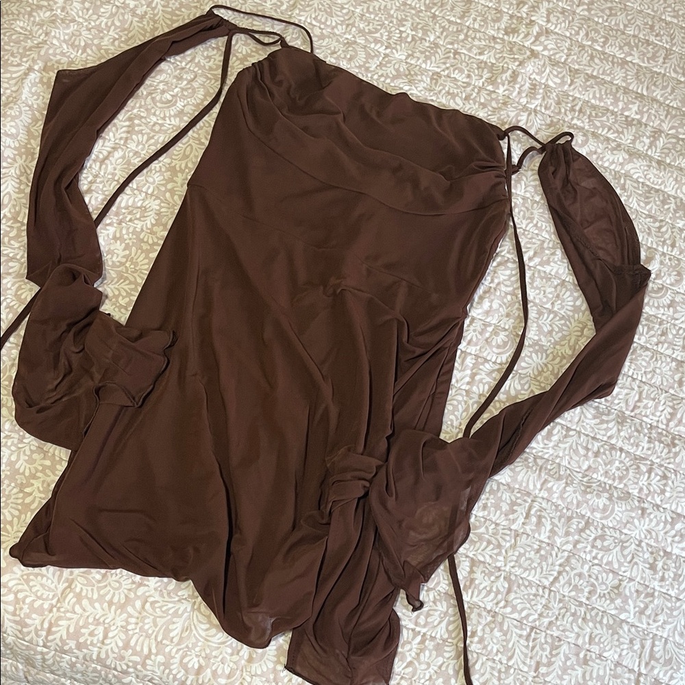 Brown Long Sleeve Dress